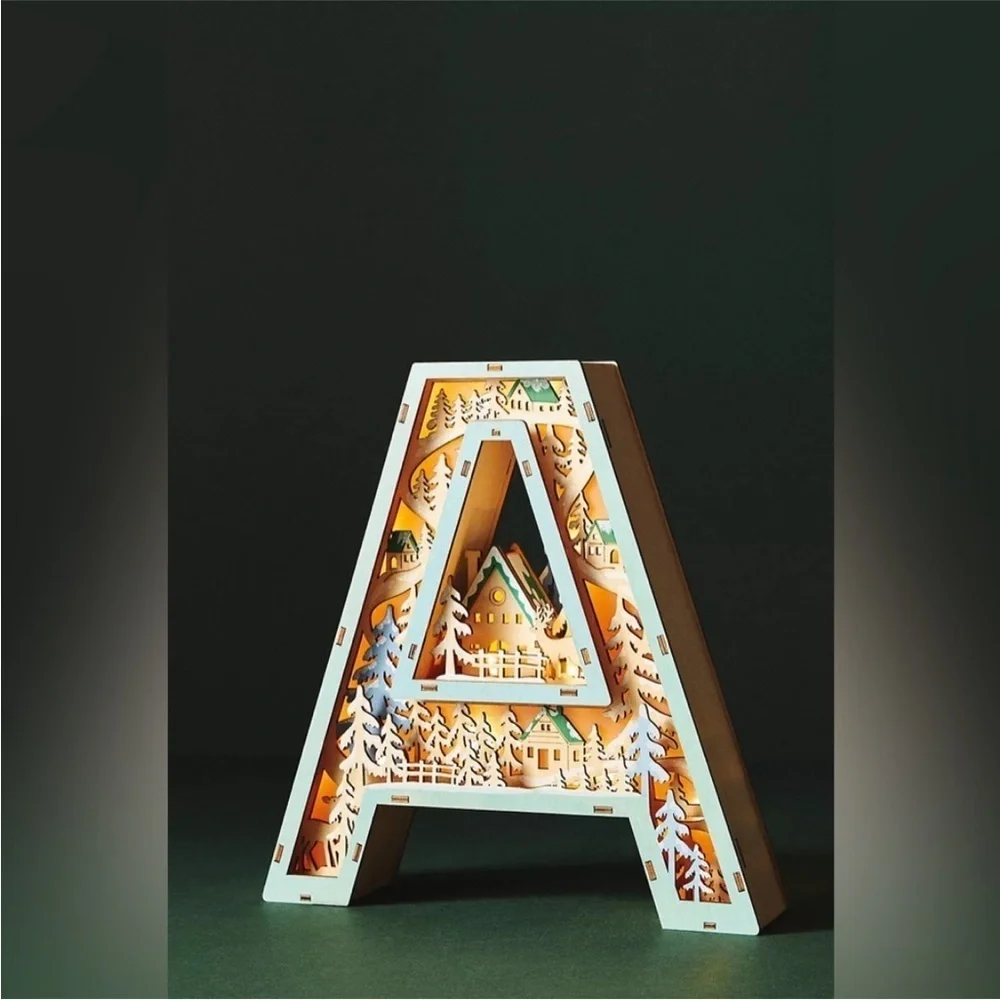 Anthropologie Monogram Wonderland Light Up Scene  Letter A NIB